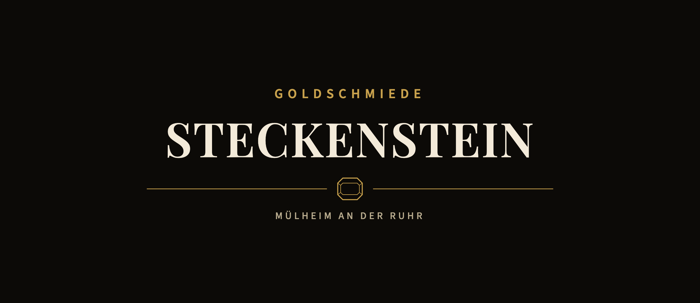 Wortmarke Goldschmiede Steckenstein in Hell auf Schmiedeschwarz