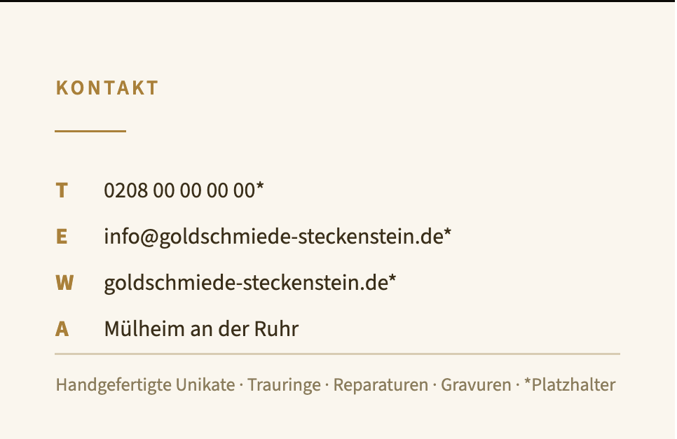 Visitenkarte Rückseite — Kontaktdaten auf Elfenbein